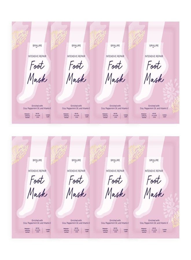 SpaLife Intensive Repair Soothing Foot Masks Enriched with Cica, Peppermint Oil, and Vitamin E (8 PACK) - Image 1